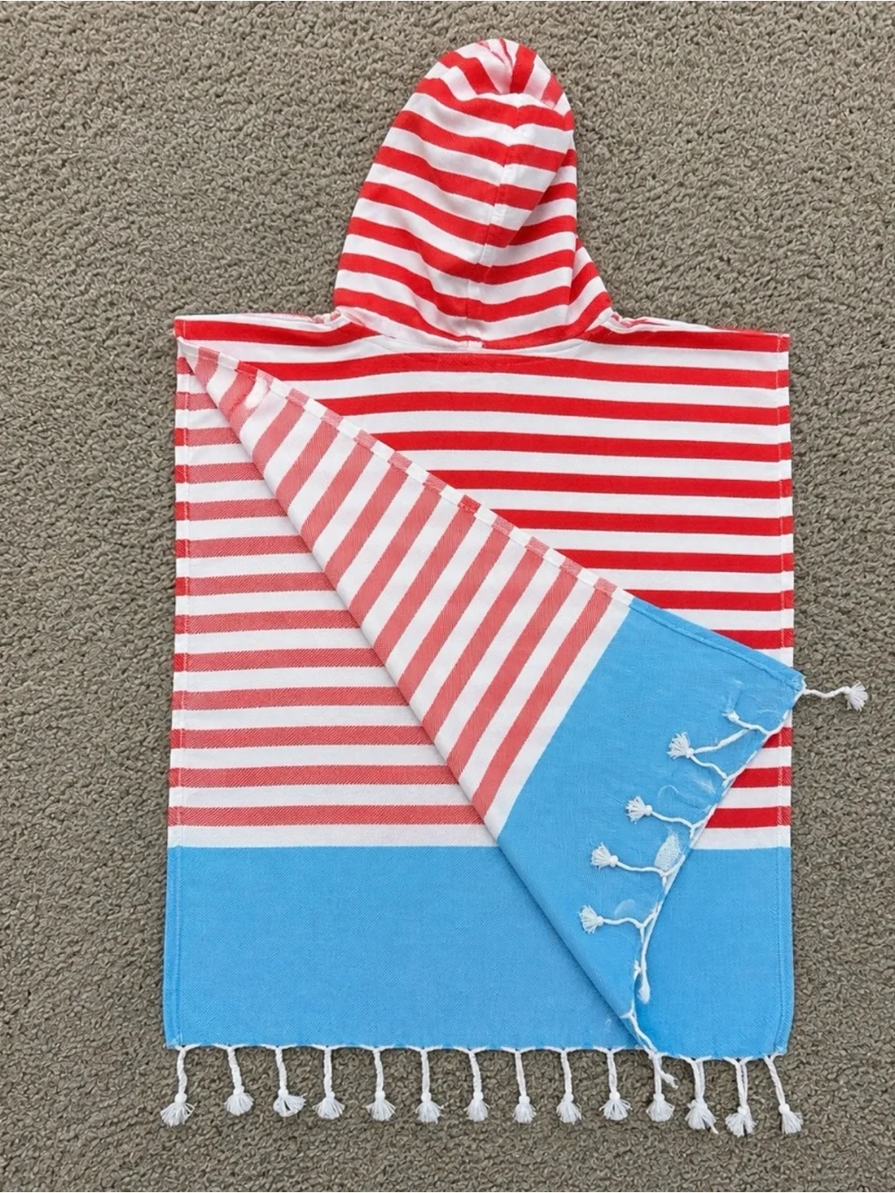 Kids Organic Turkish Cotton Hooded Towel Poncho 1Y-2Y Beach Pool Bath Unisex
